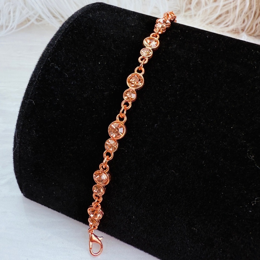 Elegant Rose Goldtone Bracelet with Crystal Accents